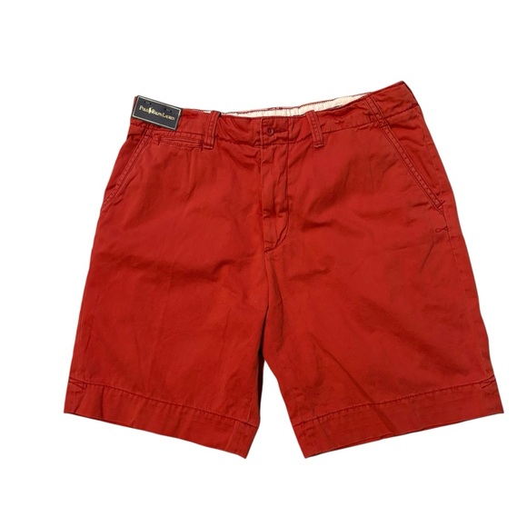 NWT, Men's Y2K Polo Ralph Lauren Chino Drawstring Shorts Distressed Red, Sz 36 - Picture 7 of 14